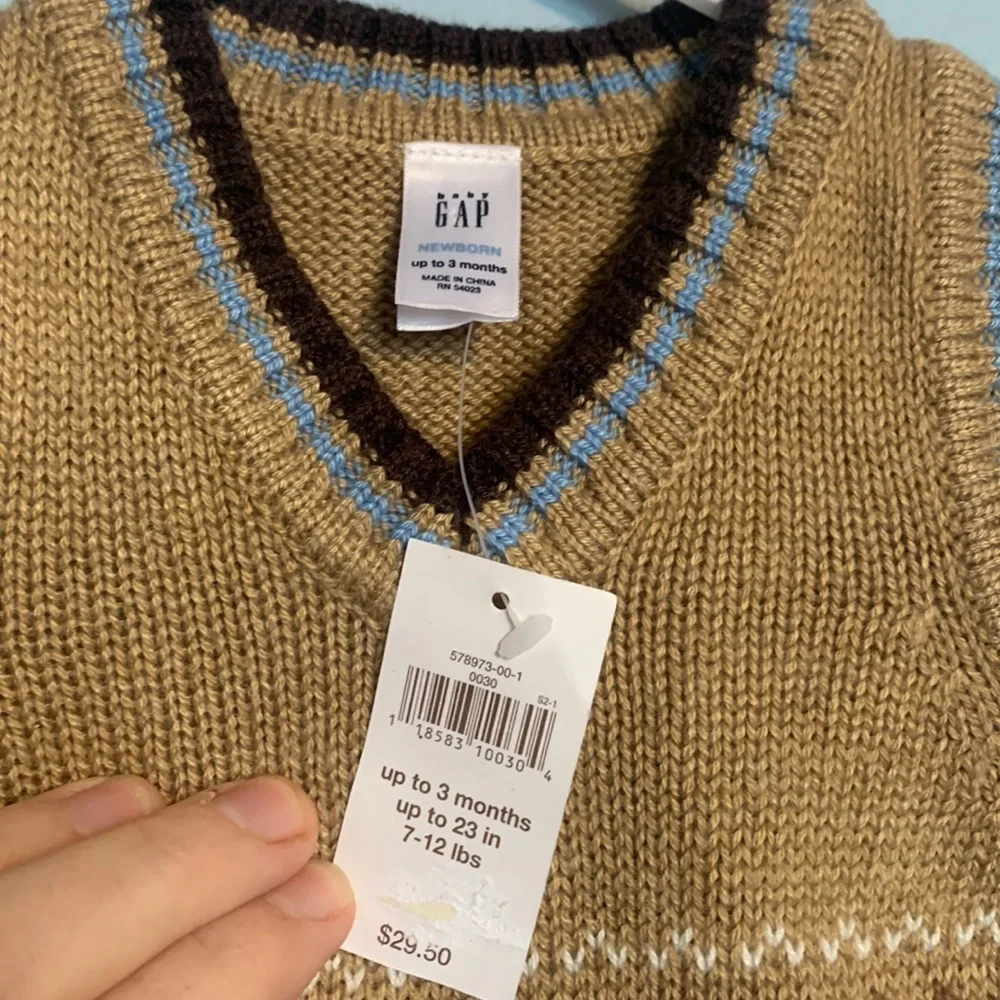 NWT Baby Gap Kids Boys Size 0-3 Months Dress Vest Ribbed Knit Formal Wear Outfit